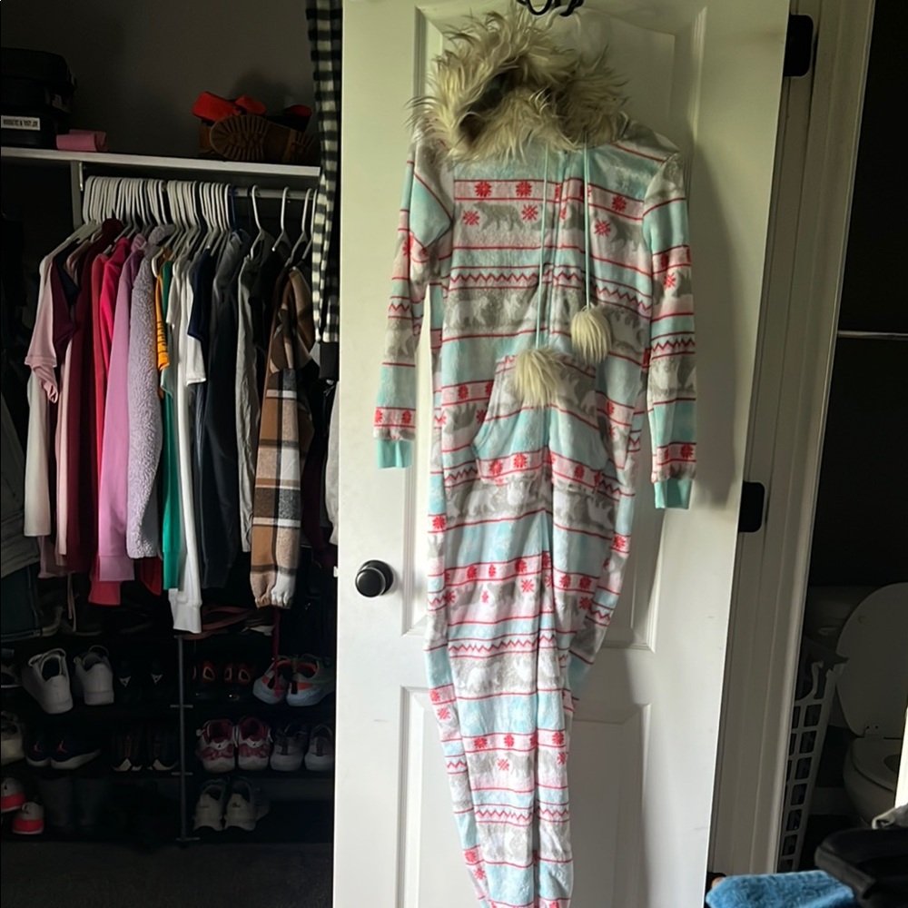Cozy Fleece Hooded Onesie with Pom Poms